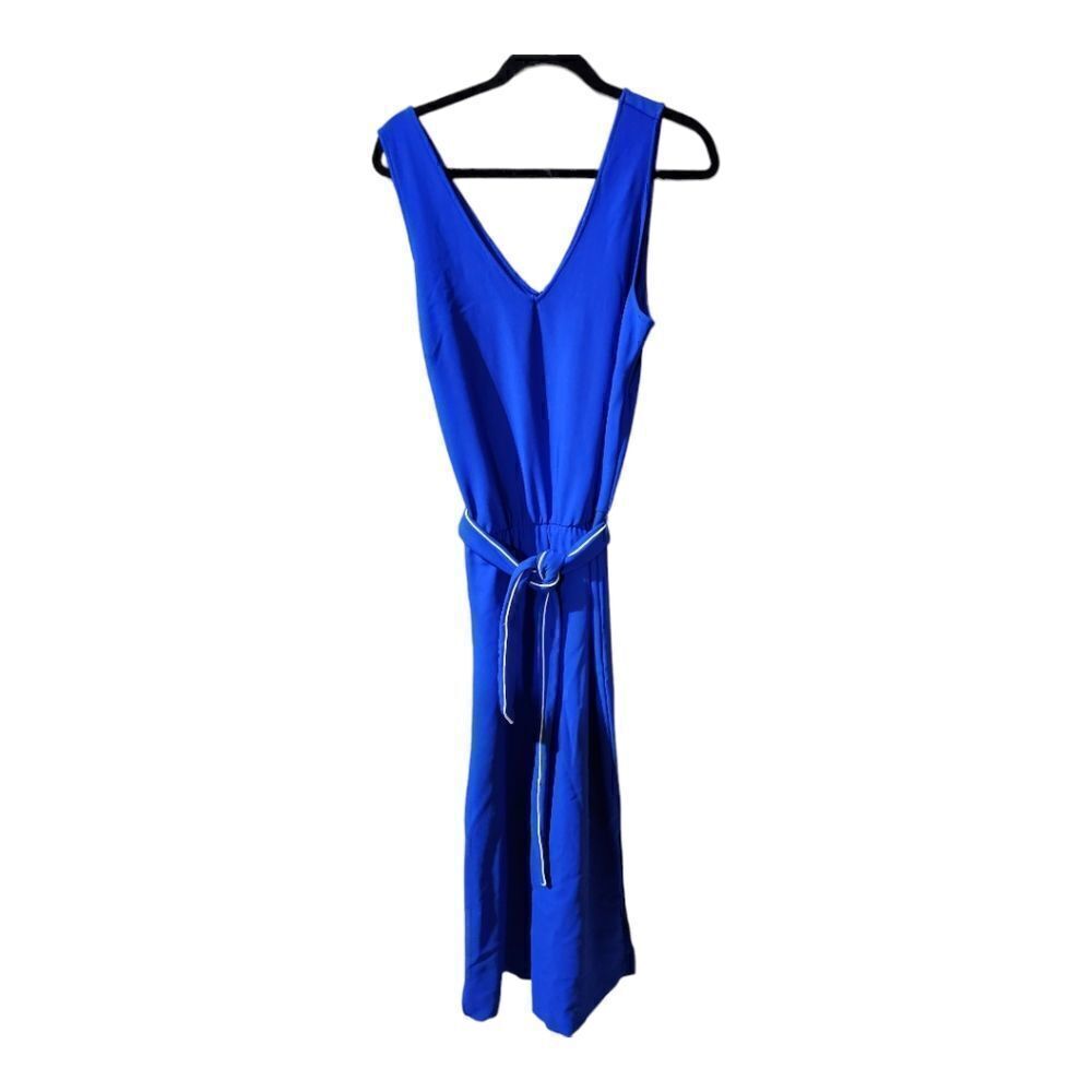 BOSTON PROPER Blue Sleeveless V-Neck Jumpsuit - Size Large